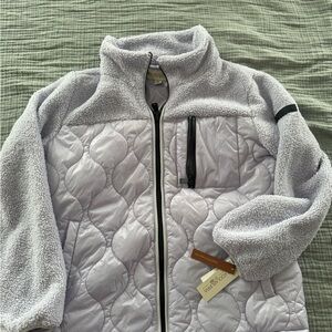 Koolaburra Quilted Sherpa Kids Jacket - Light Gray